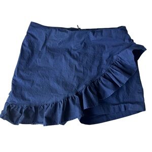 Zara Dark Blue Ruffle Wrap Skort Mini Skirt with Shorts XS
